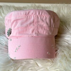 Pink army cap with rhinestones
